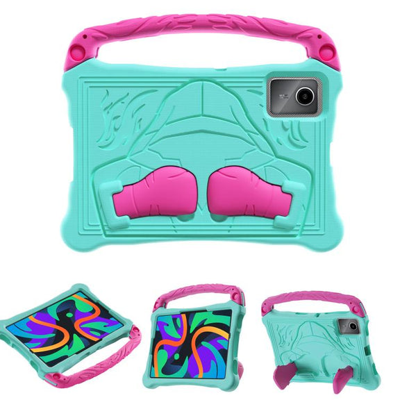 For For Lenovo Tab M11/ Xiaoxin Pad 11 2024 Boxing Series Kickstand EVA Shockproof Tablet Case with Shoulder Strap(Mint Rose Red)