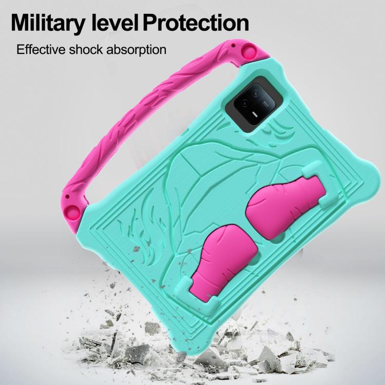 For For Lenovo Tab M11/ Xiaoxin Pad 11 2024 Boxing Series Kickstand EVA Shockproof Tablet Case with Shoulder Strap(Mint Rose Red)