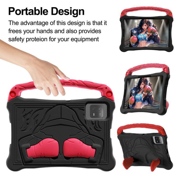 For For Lenovo Tab M11/ Xiaoxin Pad 11 2024 Boxing Series Kickstand EVA Shockproof Tablet Case with Shoulder Strap(Black Red)