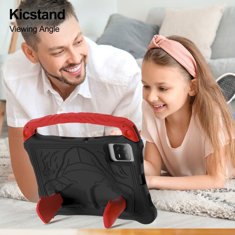For For Lenovo Tab M11/ Xiaoxin Pad 11 2024 Boxing Series Kickstand EVA Shockproof Tablet Case with Shoulder Strap(Black Red)