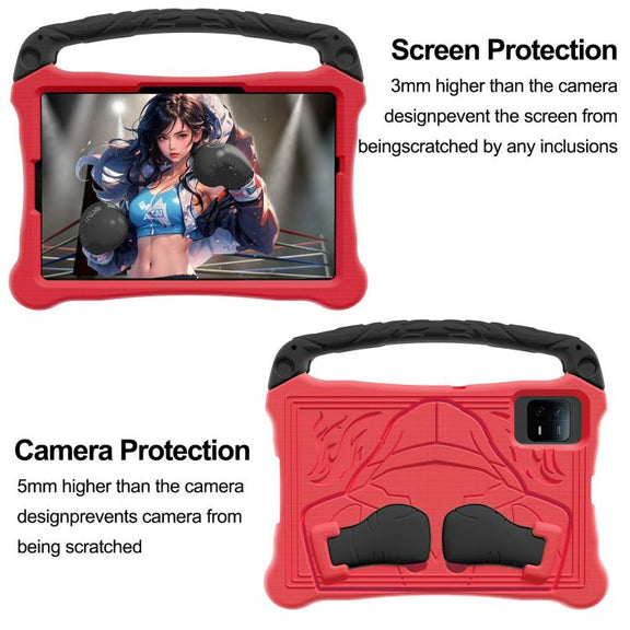 For Lenovo Tab M11/ Xiaoxin Pad 11 2024/2025 Boxing Series Kickstand EVA Shockproof Tablet Case with Shoulder Strap(Red Black)
