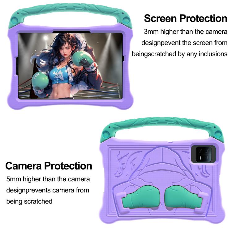 For For Lenovo Tab M11/ Xiaoxin Pad 11 2024 Boxing Series Kickstand EVA Shockproof Tablet Case with Shoulder Strap(Purple Mint)