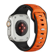 For Apple Watch 42mm / 41mm / 40mm / 38mm Norman Buckle Two-color Silicone Watch Band(Black Orange)
