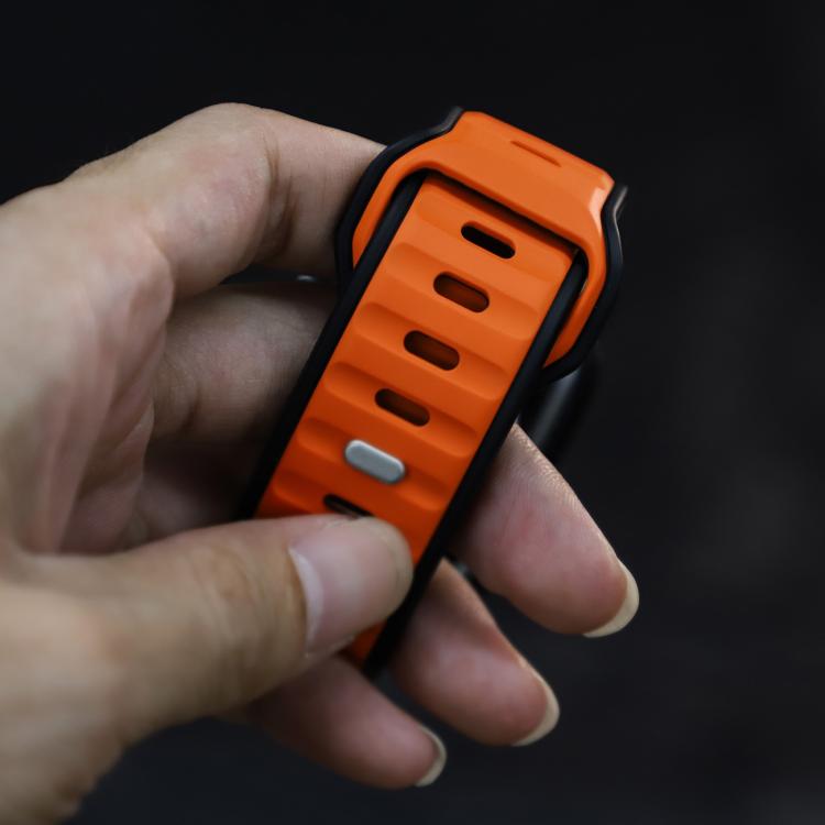 For Apple Watch 42mm / 41mm / 40mm / 38mm Norman Buckle Two-color Silicone Watch Band(Black Orange)