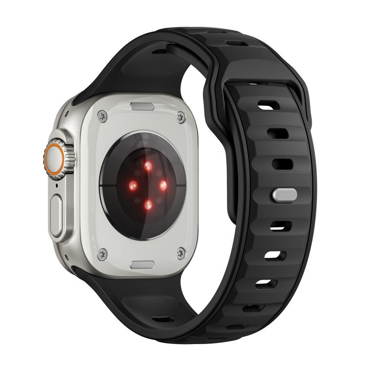 For Apple Watch 42mm / 41mm / 40mm / 38mm Norman Buckle Two-color Silicone Watch Band(Black)