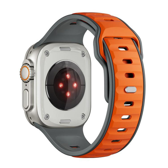 For Apple Watch 42mm / 41mm / 40mm / 38mm Norman Buckle Two-color Silicone Watch Band(Grey Orange)