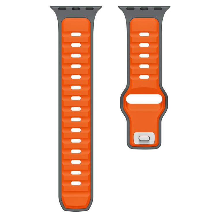 For Apple Watch 42mm / 41mm / 40mm / 38mm Norman Buckle Two-color Silicone Watch Band(Grey Orange)