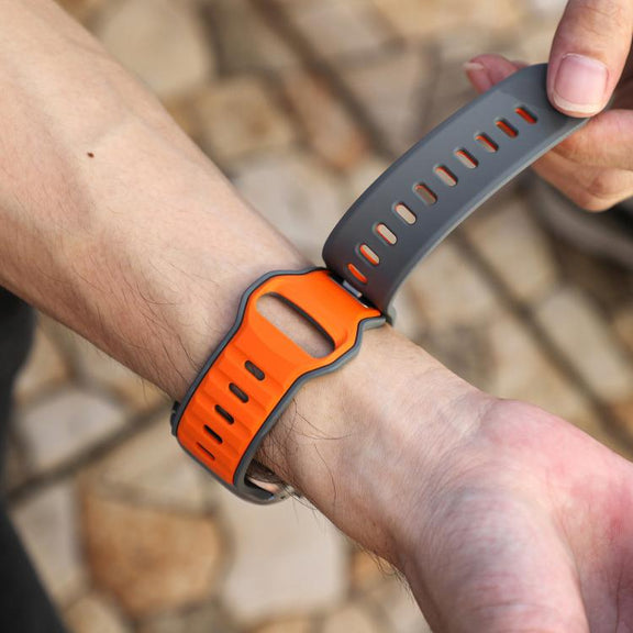 For Apple Watch 42mm / 41mm / 40mm / 38mm Norman Buckle Two-color Silicone Watch Band(Grey Orange)