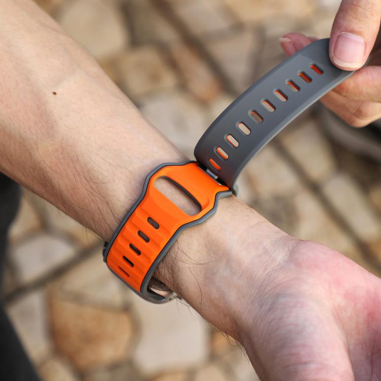 For Apple Watch 42mm / 41mm / 40mm / 38mm Norman Buckle Two-color Silicone Watch Band(Grey Orange)