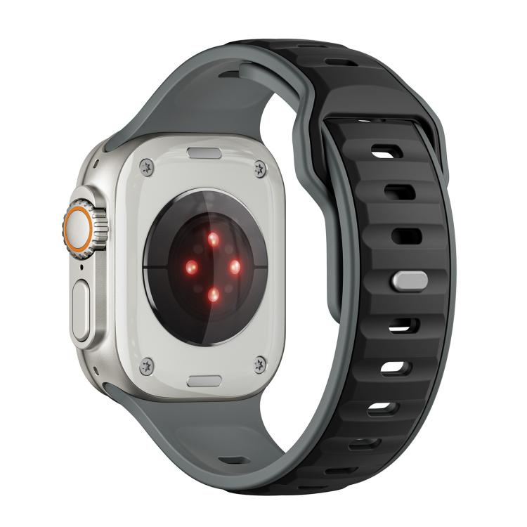 For Apple Watch 42mm / 41mm / 40mm / 38mm Norman Buckle Two-color Silicone Watch Band(Grey Black)