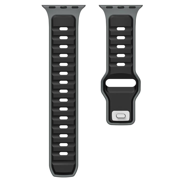 For Apple Watch 42mm / 41mm / 40mm / 38mm Norman Buckle Two-color Silicone Watch Band(Grey Black) - free shipping - PMc TechLife - Order now!