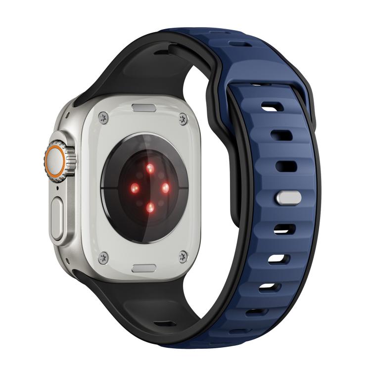 For Apple Watch 42mm / 41mm / 40mm / 38mm Norman Buckle Two-color Silicone Watch Band(Blue Black)