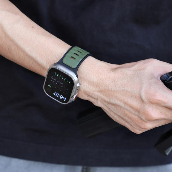 For Apple Watch 42mm / 41mm / 40mm / 38mm Norman Buckle Two-color Silicone Watch Band(Army Green Black)