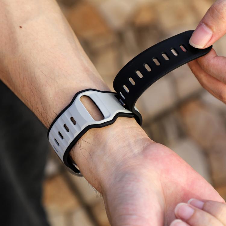 For Apple Watch 42mm / 41mm / 40mm / 38mm Norman Buckle Two-color Silicone Watch Band(Light Grey Black)