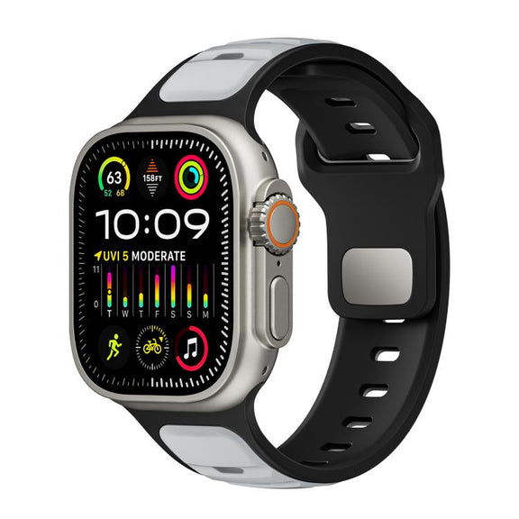 For Apple Watch 42mm / 41mm / 40mm / 38mm Norman Buckle Two-color Silicone Watch Band(Light Grey Black)