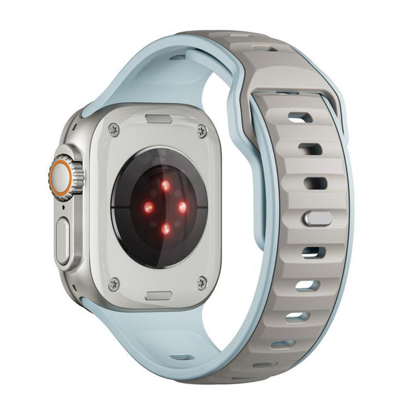 For Apple Watch 42mm / 41mm / 40mm / 38mm Norman Buckle Two-color Silicone Watch Band(Light Blue Coffee)