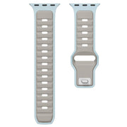 For Apple Watch 42mm / 41mm / 40mm / 38mm Norman Buckle Two-color Silicone Watch Band(Light Blue Coffee)