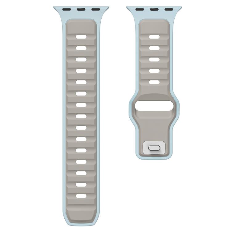 For Apple Watch 42mm / 41mm / 40mm / 38mm Norman Buckle Two-color Silicone Watch Band(Light Blue Coffee)