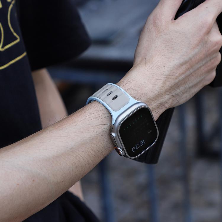 For Apple Watch 42mm / 41mm / 40mm / 38mm Norman Buckle Two-color Silicone Watch Band(Light Blue Coffee) - free shipping - PMc TechLife - Order now!