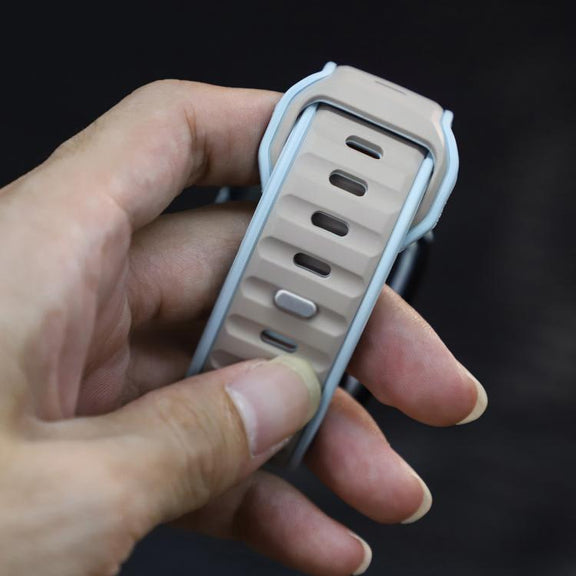 For Apple Watch 42mm / 41mm / 40mm / 38mm Norman Buckle Two-color Silicone Watch Band(Light Blue Coffee)