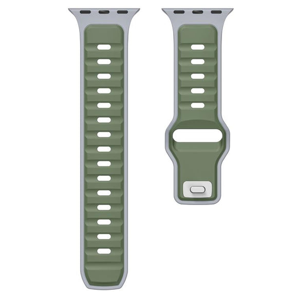 For Apple Watch 42mm / 41mm / 40mm / 38mm Norman Buckle Two-color Silicone Watch Band(Light Green Grey)