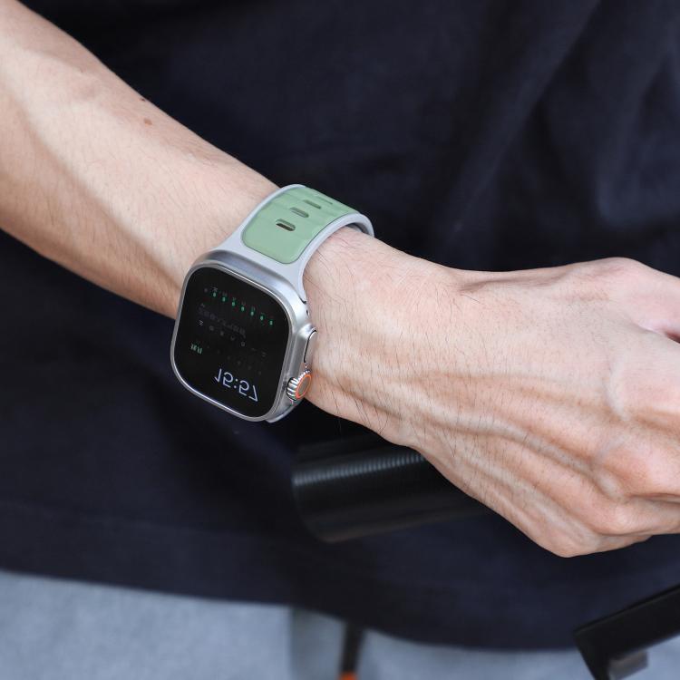 For Apple Watch 42mm / 41mm / 40mm / 38mm Norman Buckle Two-color Silicone Watch Band(Light Green Grey)