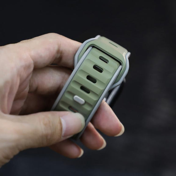 For Apple Watch 42mm / 41mm / 40mm / 38mm Norman Buckle Two-color Silicone Watch Band(Light Green Grey)