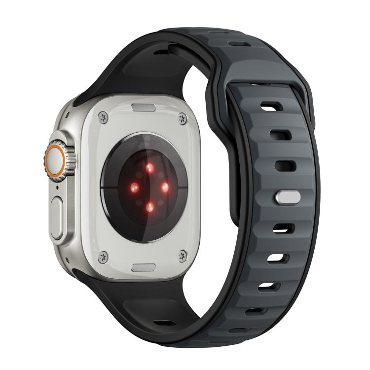 For Apple Watch 42mm / 41mm / 40mm / 38mm Norman Buckle Two-color Silicone Watch Band(Midnight Black)