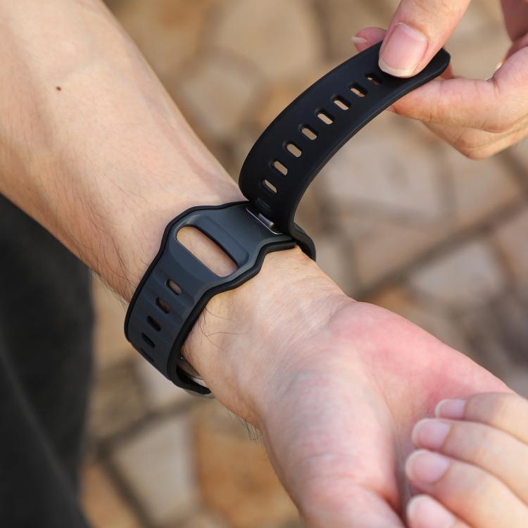 For Apple Watch 42mm / 41mm / 40mm / 38mm Norman Buckle Two-color Silicone Watch Band(Midnight Black)