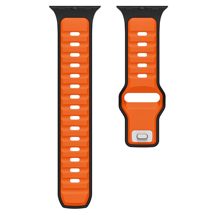 For Apple Watch 46mm / 49mm / 45mm / 44mm Norman Buckle Two-color Silicone Watch Band(Black Orange)