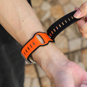 For Apple Watch 46mm / 49mm / 45mm / 44mm Norman Buckle Two-color Silicone Watch Band(Black Orange)