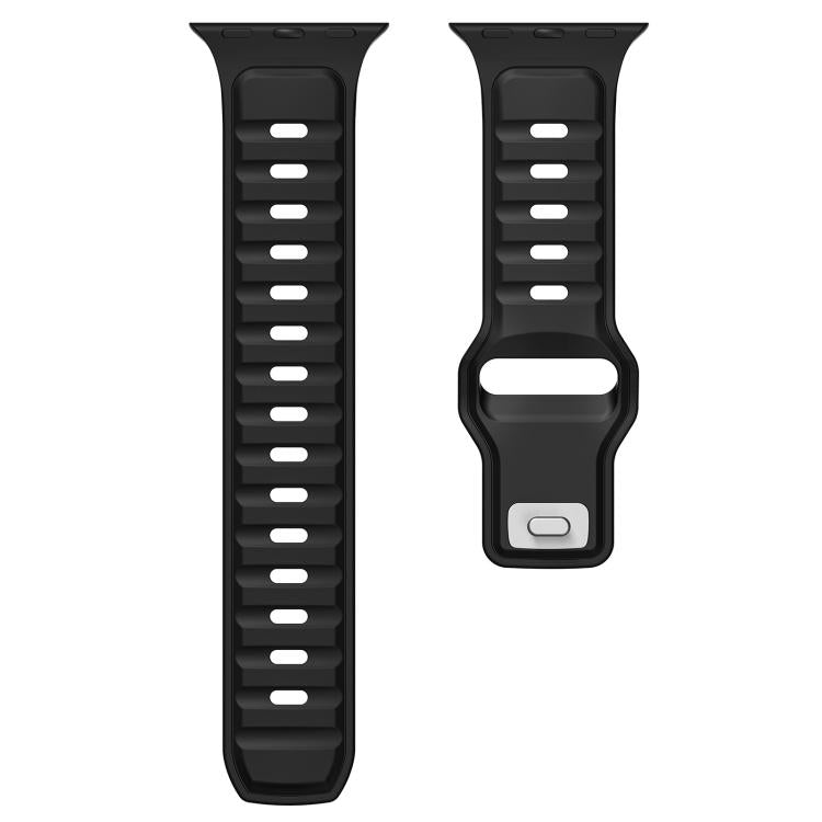 For Apple Watch 46mm / 49mm / 45mm / 44mm Norman Buckle Two-color Silicone Watch Band(Black) - free shipping - PMc TechLife - Order now!