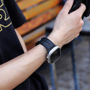 For Apple Watch 46mm / 49mm / 45mm / 44mm Norman Buckle Two-color Silicone Watch Band(Black)