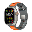 For Apple Watch 46mm / 49mm / 45mm / 44mm Norman Buckle Two-color Silicone Watch Band(Grey Orange) - free shipping - PMc TechLife - Order now!