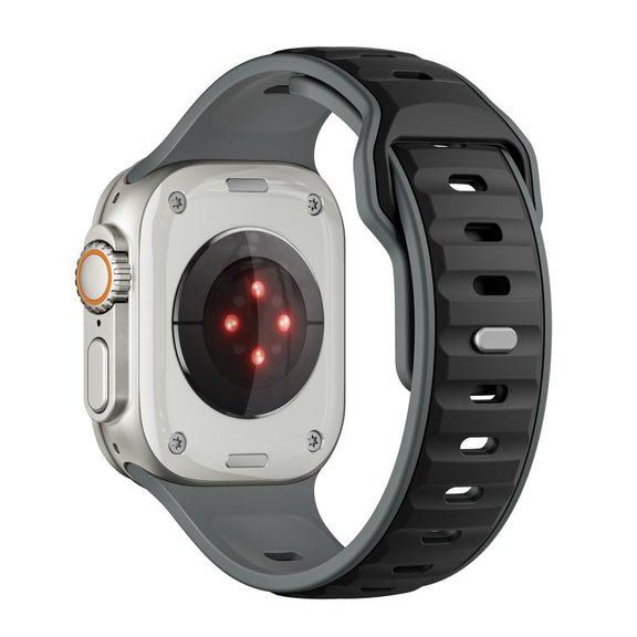 For Apple Watch 46mm / 49mm / 45mm / 44mm Norman Buckle Two-color Silicone Watch Band(Grey Black)