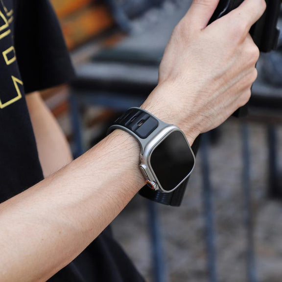 For Apple Watch 46mm / 49mm / 45mm / 44mm Norman Buckle Two-color Silicone Watch Band(Grey Black)