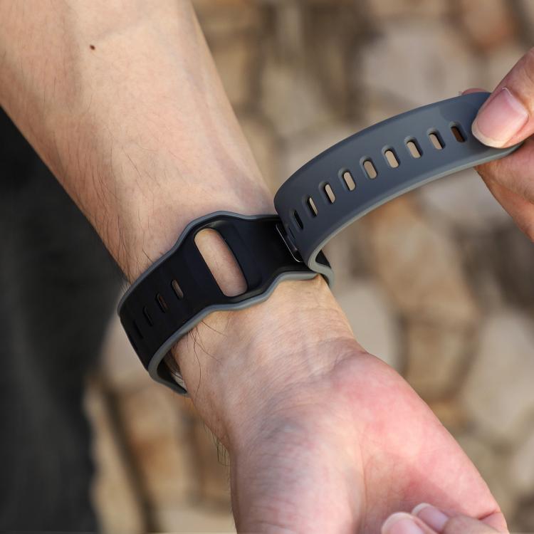 For Apple Watch 46mm / 49mm / 45mm / 44mm Norman Buckle Two-color Silicone Watch Band(Grey Black)