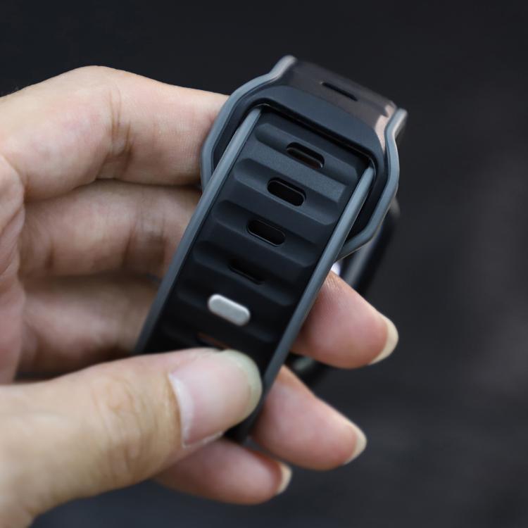For Apple Watch 46mm / 49mm / 45mm / 44mm Norman Buckle Two-color Silicone Watch Band(Grey Black)