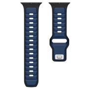 For Apple Watch 46mm / 49mm / 45mm / 44mm Norman Buckle Two-color Silicone Watch Band(Blue Black)