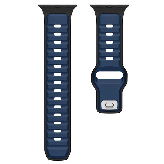For Apple Watch 46mm / 49mm / 45mm / 44mm Norman Buckle Two-color Silicone Watch Band(Blue Black)