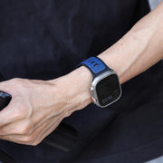 For Apple Watch 46mm / 49mm / 45mm / 44mm Norman Buckle Two-color Silicone Watch Band(Blue Black)