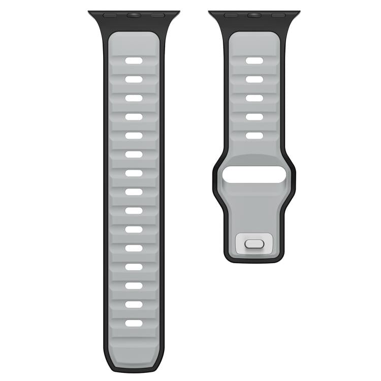 For Apple Watch 46mm / 49mm / 45mm / 44mm Norman Buckle Two-color Silicone Watch Band(Light Grey Black)