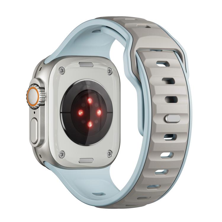 For Apple Watch 46mm / 49mm / 45mm / 44mm Norman Buckle Two-color Silicone Watch Band(Light Blue Coffee)