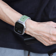 For Apple Watch 46mm / 49mm / 45mm / 44mm Norman Buckle Two-color Silicone Watch Band(Light Green Grey)