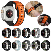 For Apple Watch 46mm / 49mm / 45mm / 44mm Norman Buckle Two-color Silicone Watch Band(Black)