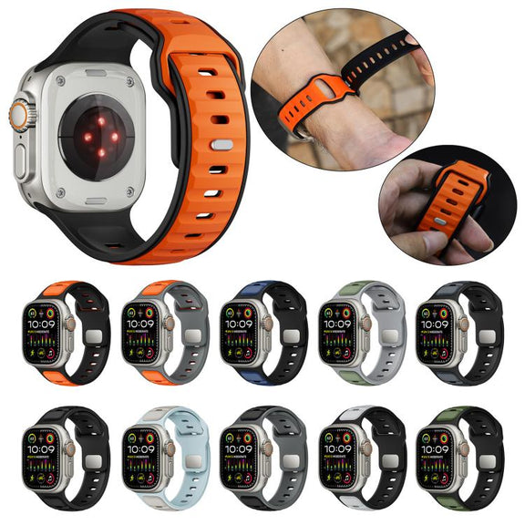For Apple Watch 46mm / 49mm / 45mm / 44mm Norman Buckle Two-color Silicone Watch Band(Black)