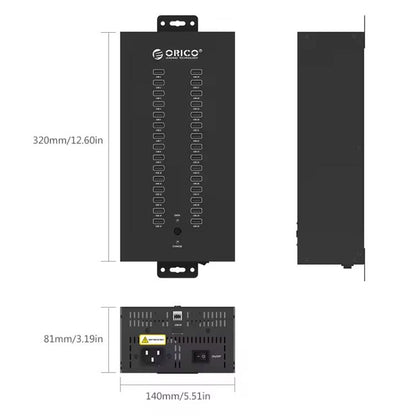 ORICO IH30P Industrial Grade 30 Ports USB 2.0 Hub, Plug:AU Plug(Black) - free shipping - PMC Jewellery - Order now!