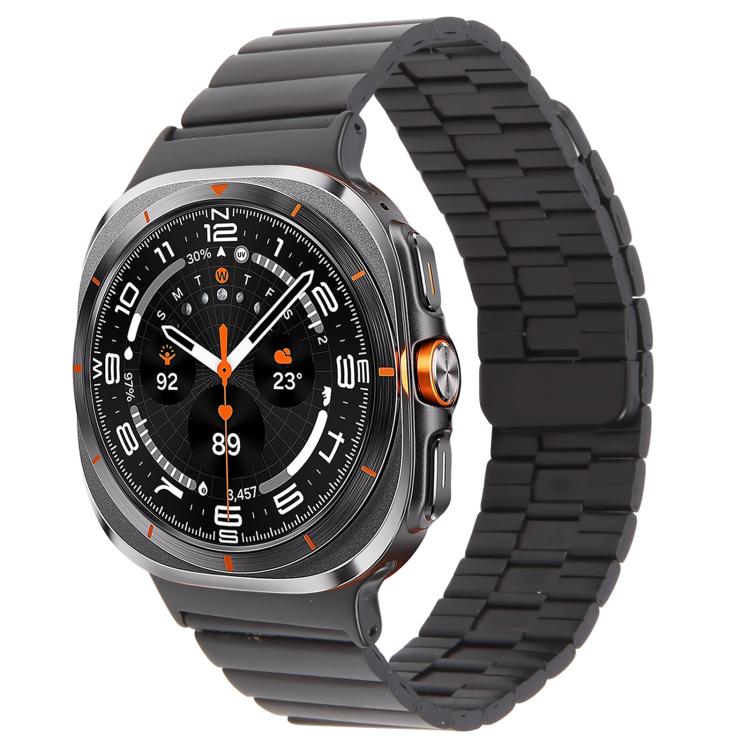For Samsung Galaxy Watch Ultra 47mm Bamboo Stainless Steel Magnetic Watch Band(Black) - Watch Bands by PMc TechLife | Online Shopping South Africa | PMc TechLife | Buy Now Pay Later Mobicred