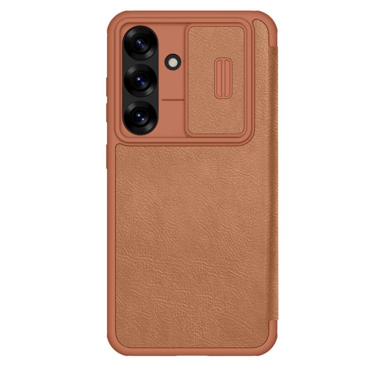 For Samsung Galaxy S25+ 5G NILLKIN QIN Series Pro Sliding Camera Cover Design Leather Phone Case(Brown) - free shipping - PMC Jewellery - Order now!