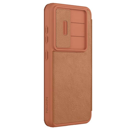 For Samsung Galaxy S25+ 5G NILLKIN QIN Series Pro Sliding Camera Cover Design Leather Phone Case(Brown) - free shipping - PMC Jewellery - Order now!